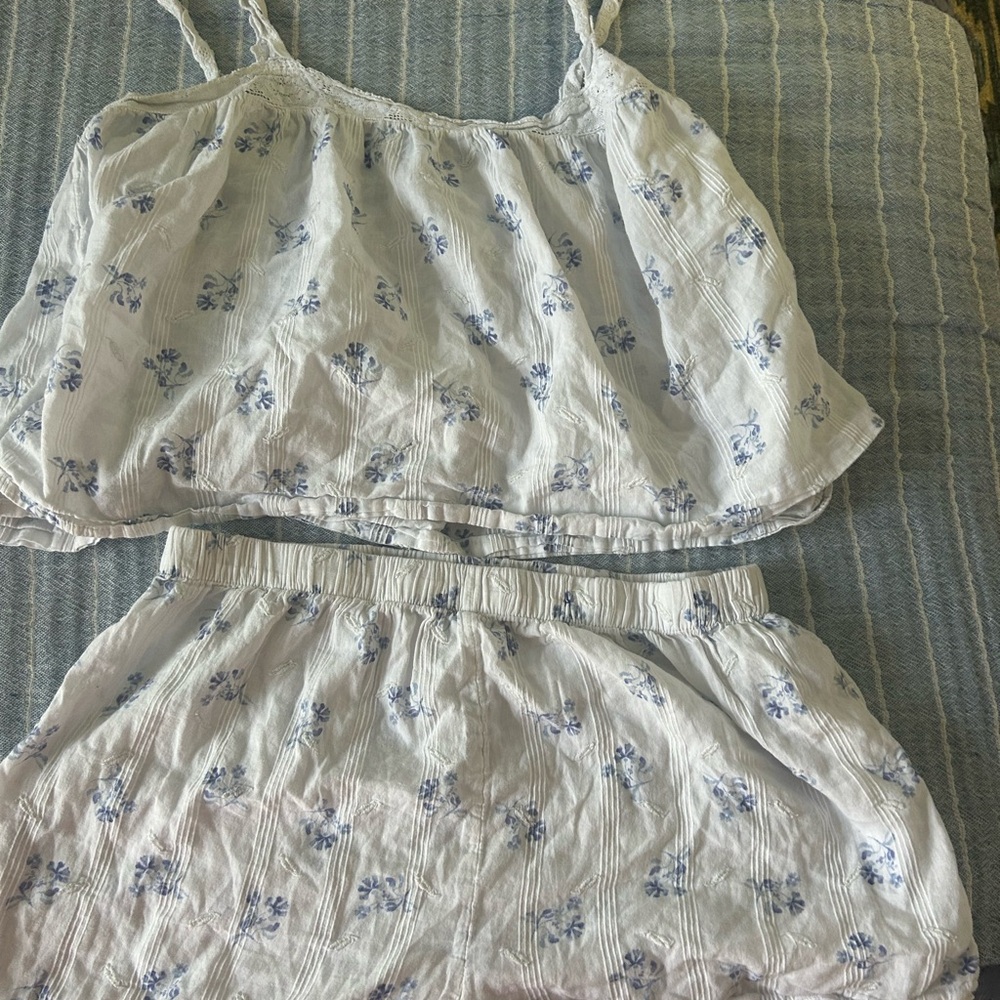 Joie Blue and White Floral Pajama Set